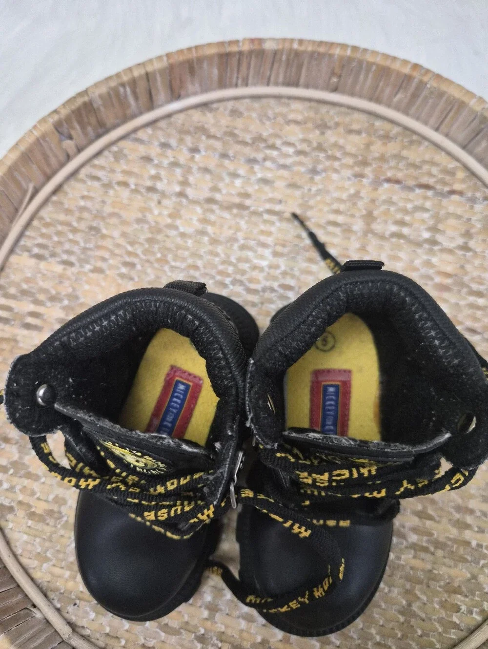 Vintage Baby Mickey For Kids Black Ankle Booties Shoes Size 5, Mickey Mouse